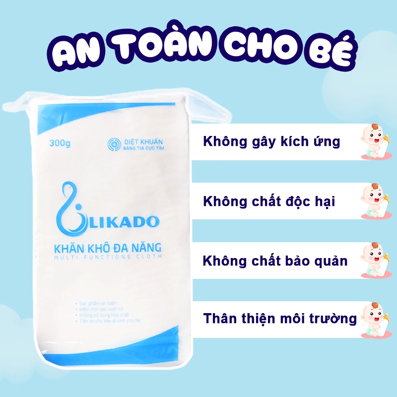 Giấy khô đa năng Likado, Combo 5 khăn vải khô đa năng 300g mềm mịn không mùi an toàn  Baby-S – SKH007