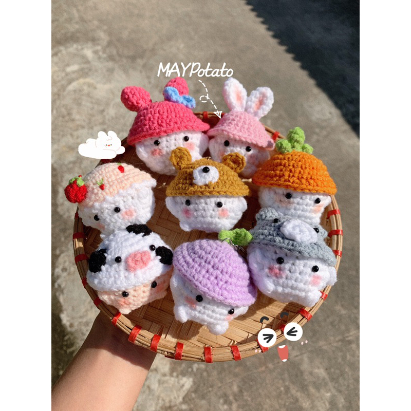 Móc khoá bé nấm len nhiều hình dáng siêu đáng yêu