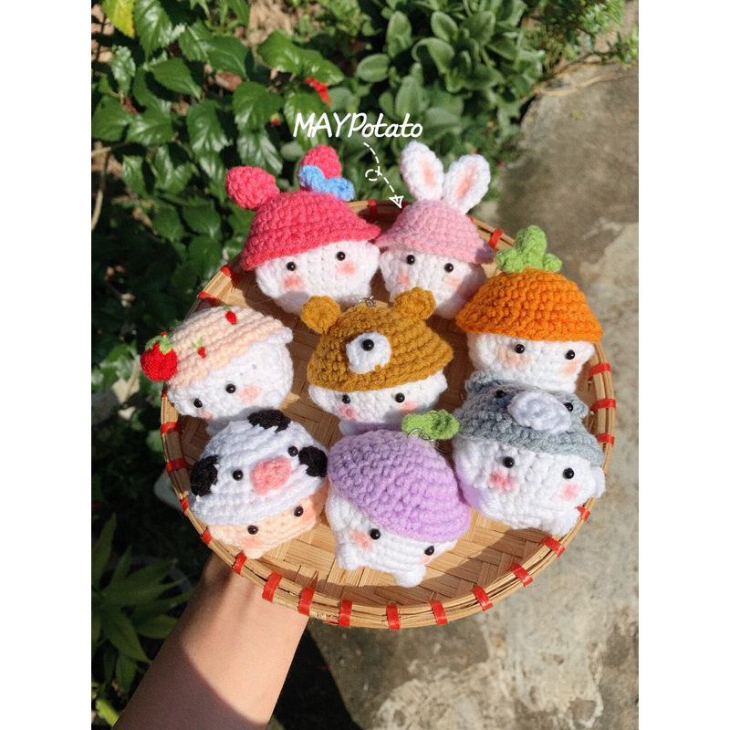 Móc khoá bé nấm len nhiều hình dáng siêu đáng yêu