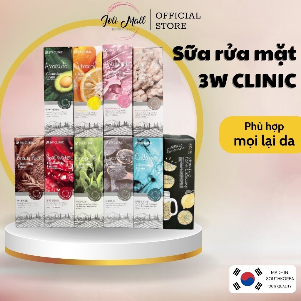 Sữa rửa mặt 3W Clinic Hàn Quốc mẫu mới 100ml cấp ẩm, loại bỏ bụi bẩn làm trắng da