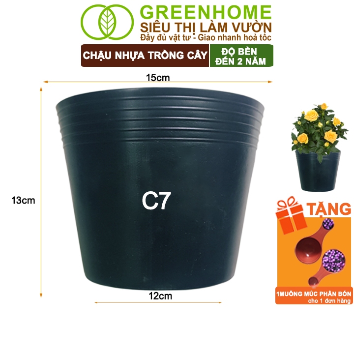 Chậu Trồng Cây Greenhome, C7 (15x13x12cm), Nhựa Mềm, Dẻo, Nhẹ, Trồng Cây, Bầu Ươm Cây Giống, Độ Bền Đến 2 Năm