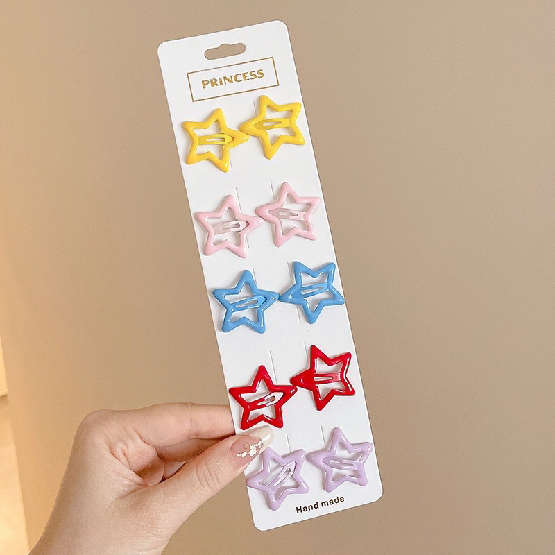 Set 10 kẹp tóc mái hình sao đáng yêu cho bé gái