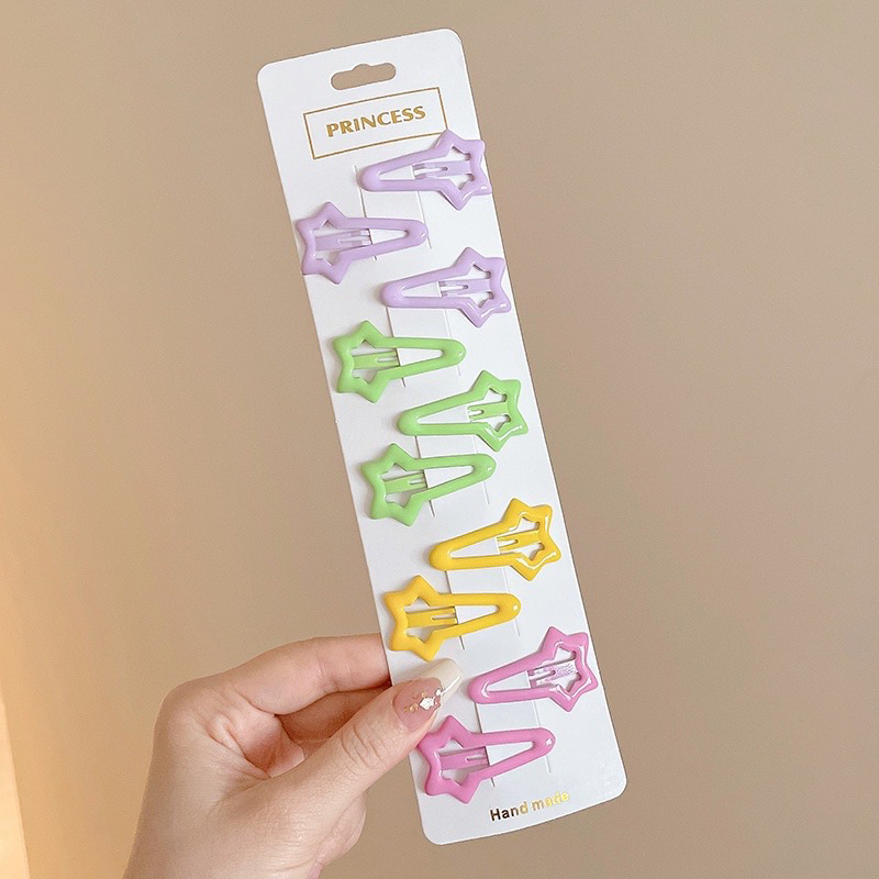 Set 10 kẹp tóc mái hình sao đáng yêu cho bé gái