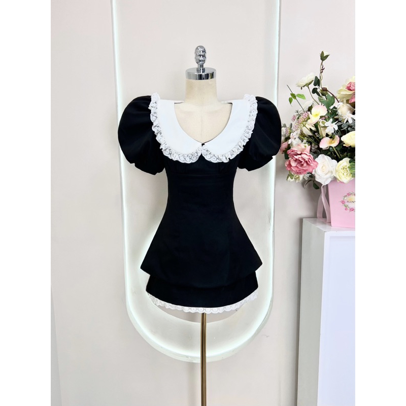 👚 SET REN CỔ SEN + CHÂN VÁY