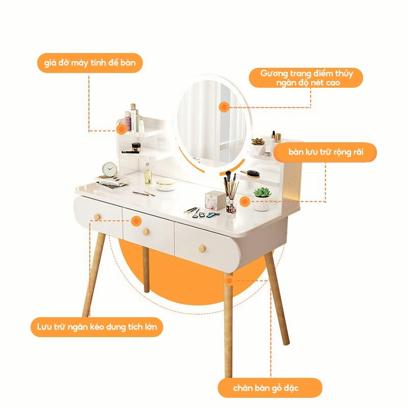 MD Bàn trang điểm Bộ bàn trang điểm đa năng có gương soi