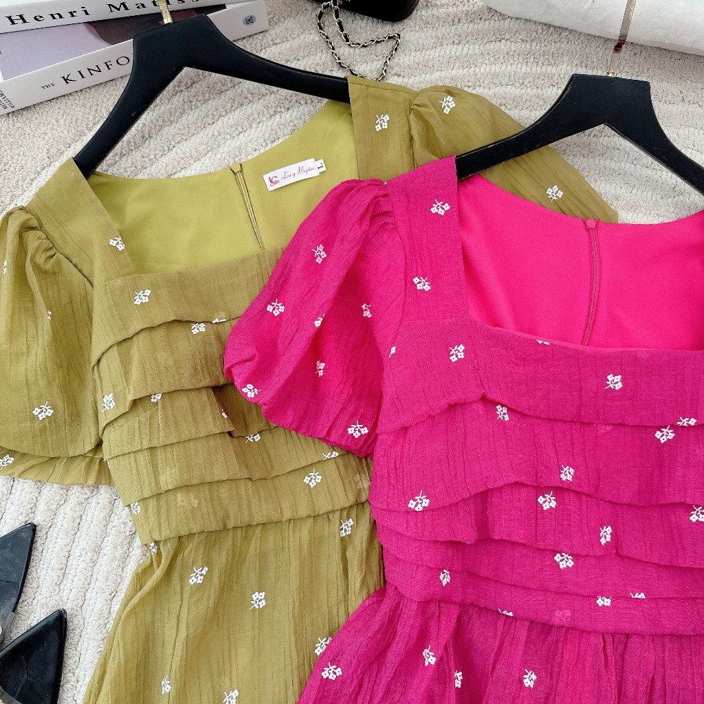 Áo bigsize nữ kiểu peplum hoa nhí cổ vuông xếp ly tay phồng dự tiệc đi chơi sang chảnh dành cho các nàng mập 50-90kg