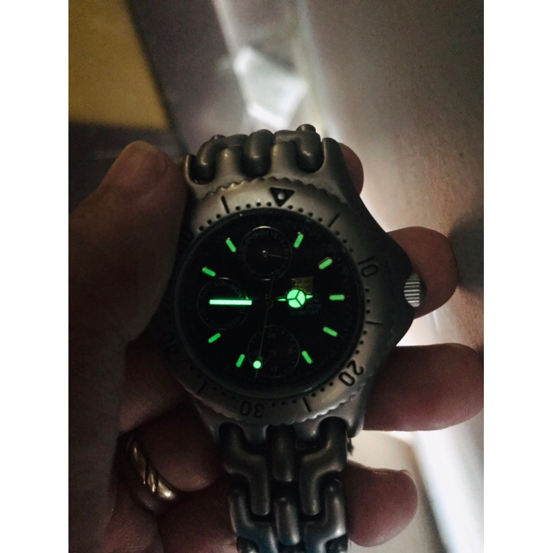 Đồng hồ nam thương hiệu Elgin USA titanium 6kim pin solar kim cọc dạ quang sáng