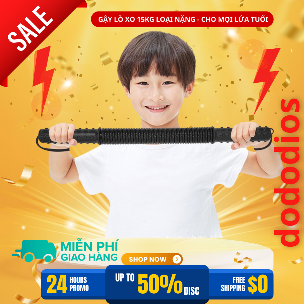 Gậy lò xo 15kg - thanh lò xo tập cơ tay cho trẻ em bé - Chính hãng dododios