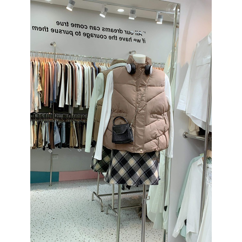 Chân váy ngắn sọc caro trẻ trung xinh xắn