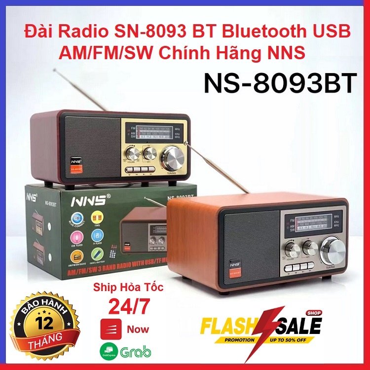 Đài Radio Model NS-8093BT, Bluetooth Chính Hãng NNS, Bắt Sóng FM, AM, /USB/TF, Thẻ Nhớ, Bluetooth