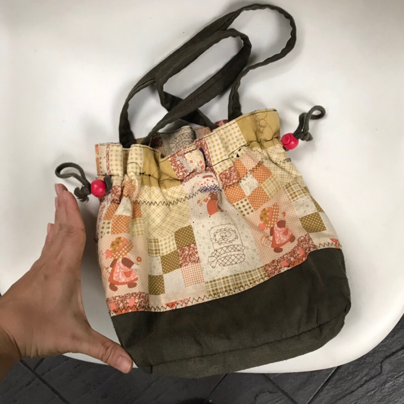 Túi 2hand bucket tú rút si của nhật vintage