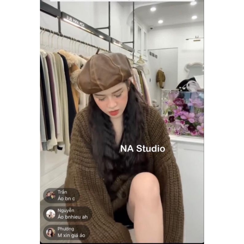 Áo cadigan len nâu hàng QC