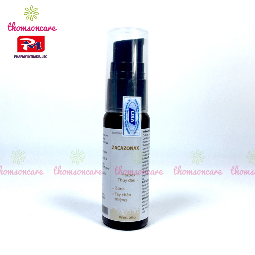 Gel bôi thủy đậu, zona Zacazonax  từ chisto san và nano bạc - gel 20g Thomsoncare