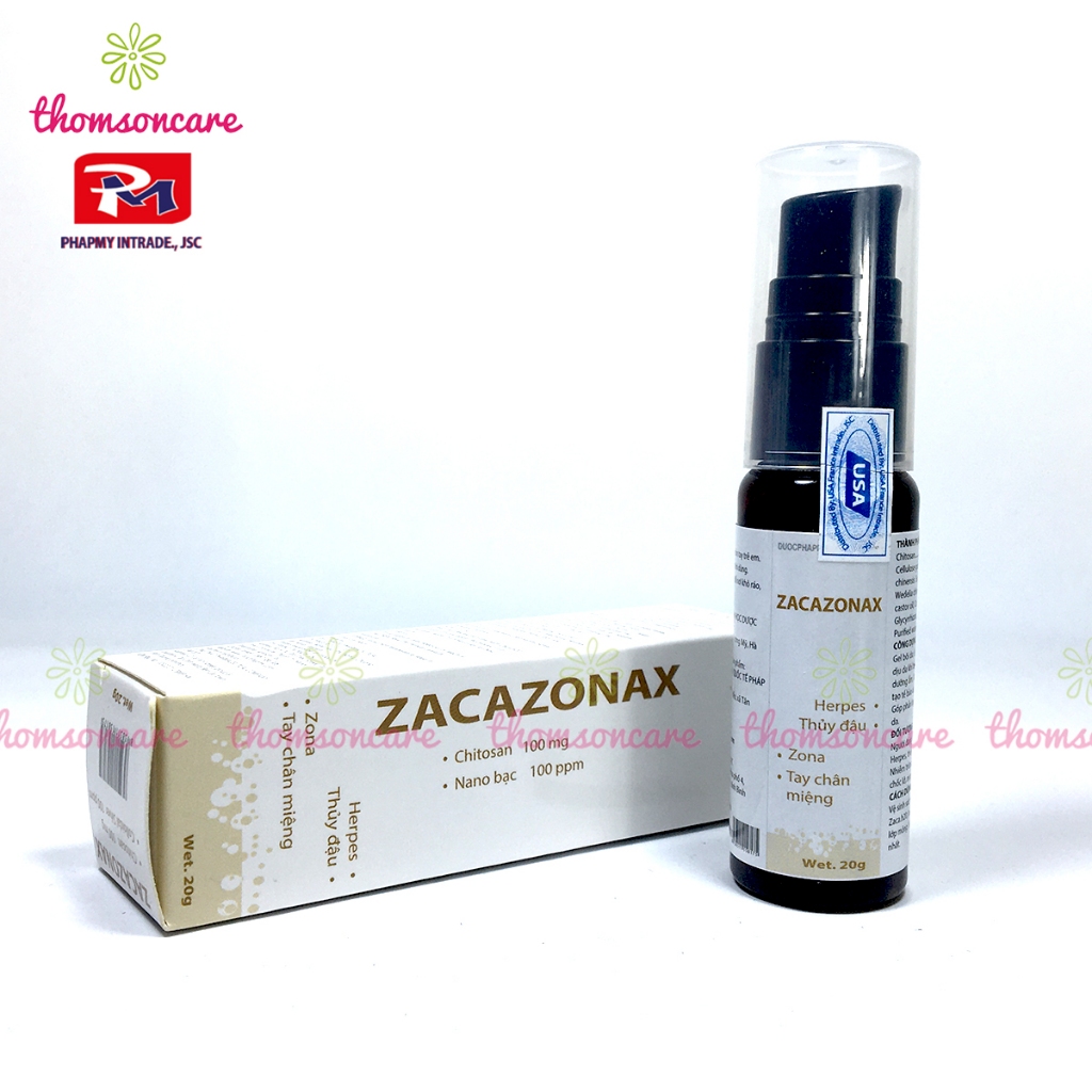 Gel bôi thủy đậu, zona Zacazonax  từ chisto san và nano bạc - gel 20g Thomsoncare