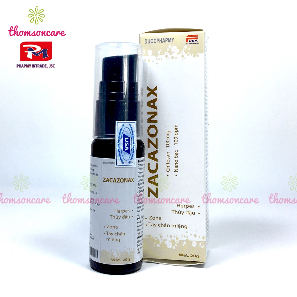 Gel bôi thủy đậu, zona Zacazonax  từ chisto san và nano bạc - gel 20g Thomsoncare