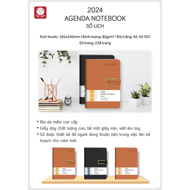 SỔ LỊCH AGENDA KHUY CÀI NAM CHAM HUT - VPP QUỐC HUY.