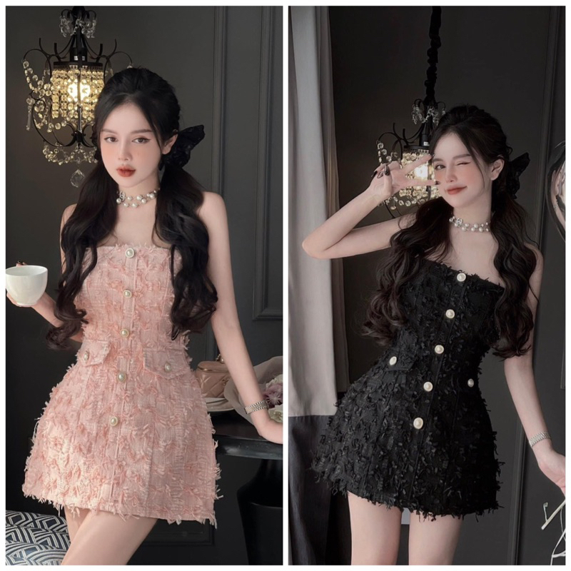 ĐẦM ĐEN ỐNG CÚP NGỰC ĐÍNH ĐÁ