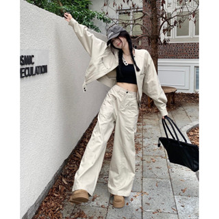 SET áo khoác phối quần chất liệu kaki gió