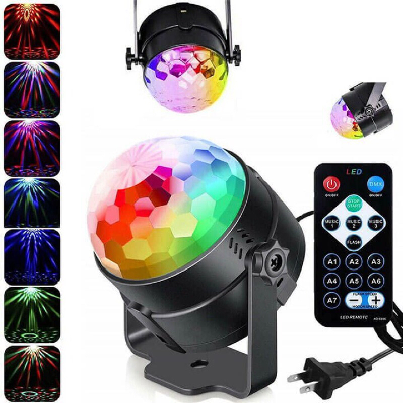 Đèn Led 7 Màu Xoay Trang Trí LED PARTY Cảm Ứng Theo Nhạc Vũ Trường, ReMix, Sân Khấu, Phòng Bay - HOLOCOM