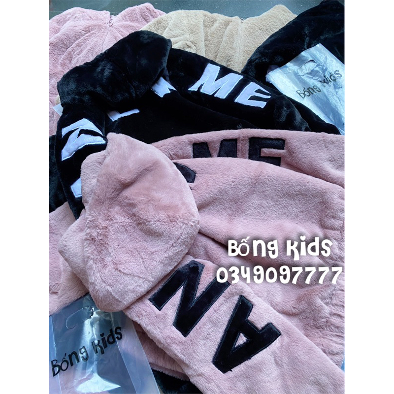 Áo Khoác Lông Bé Gái Đáp Chữ Xuất Nhật