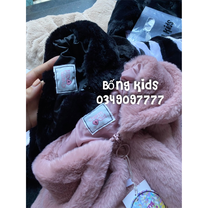 Áo Khoác Lông Bé Gái Đáp Chữ Xuất Nhật