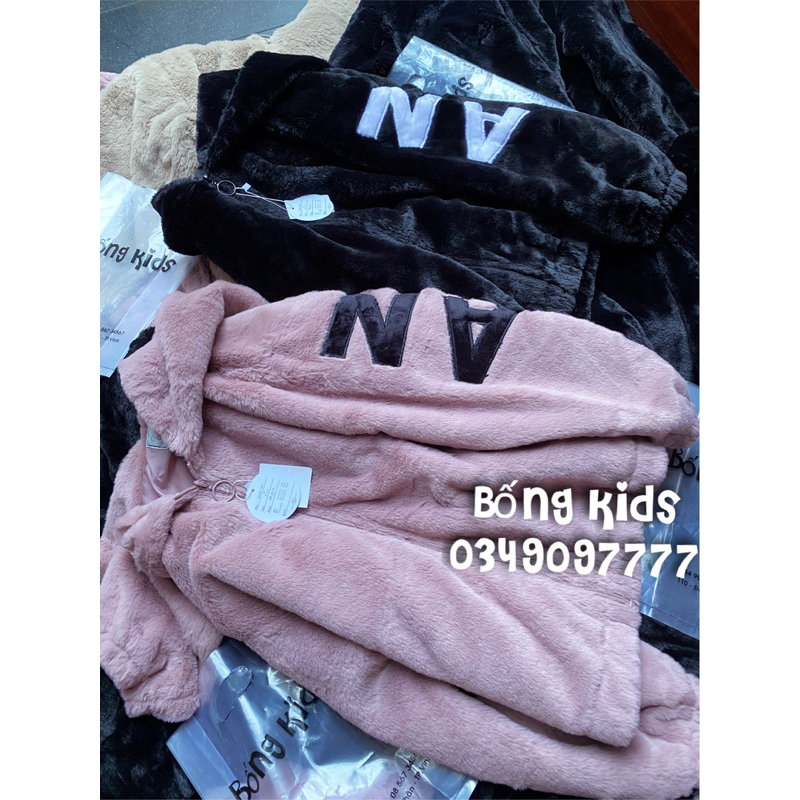 Áo Khoác Lông Bé Gái Đáp Chữ Xuất Nhật