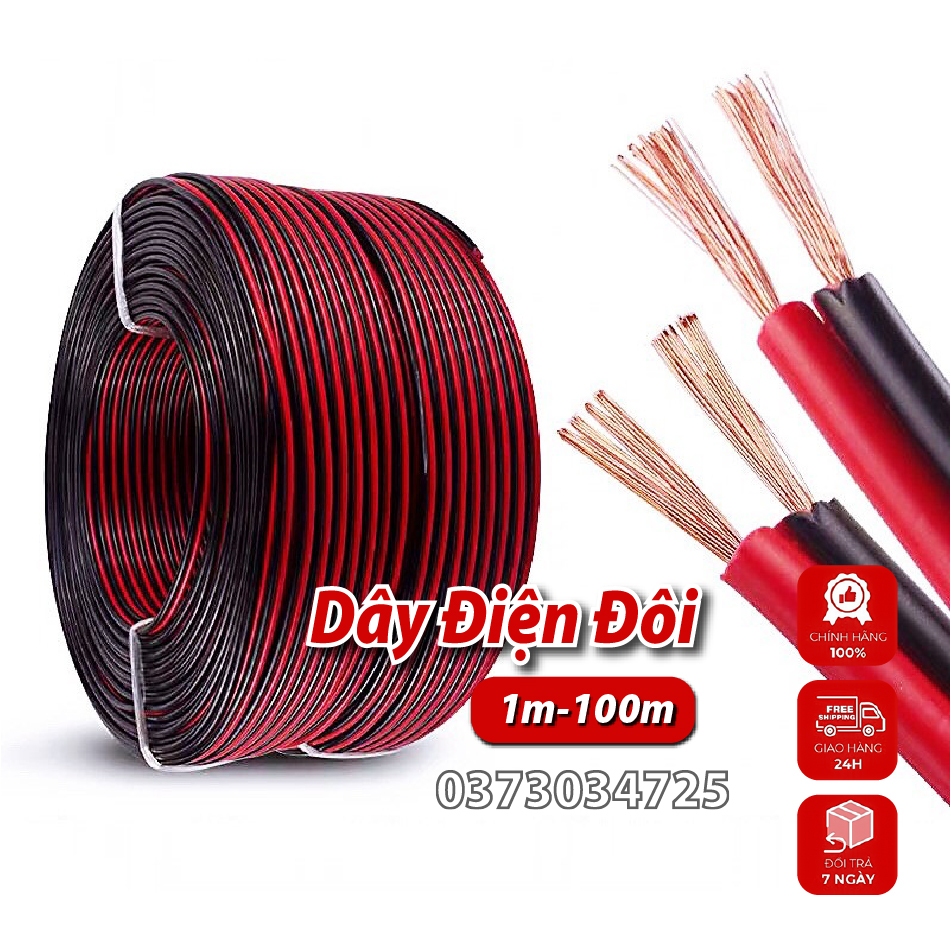 ❌Loại Xịn❌ Dây Điện Đôi Đỏ Đen Led 0.5mm, Dây Điện Đôi Nhỏ Lõi Đồng Nhiều Sợi 0.5mm Chuyên Dụng Cho Led Nội Thất