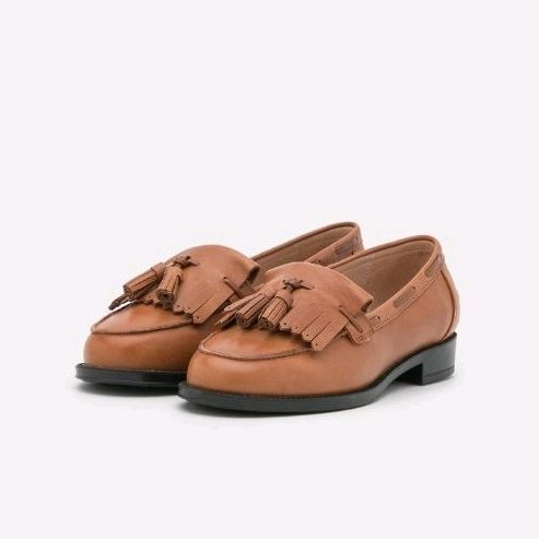 Giày Loafer Nữ, Giày Moca Nữ Đế Thấp Nơ Chuông Tua Rua Màu Nâu Size  36 - 41, Giày Hiệu Xuất Dư YAMI