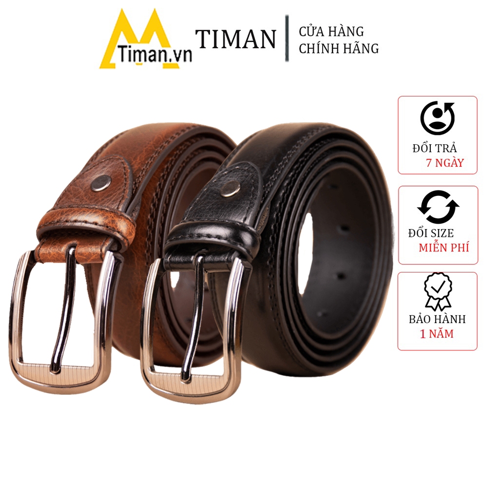 Thắt lưng nam da cao cấp dây nịt bản nhỏ vân đẹp đầu khóa kim loại truyền thống bảo hành 1 năm MB15 TIMAN