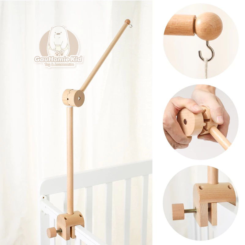 THANH GẮN ĐỒ TREO NÔI CHO BÉ HÀNG CAO CẤP GỖ SỒI TỰ NHIÊN | PHỤ KIỆN TREO NÔI SƠ SINH