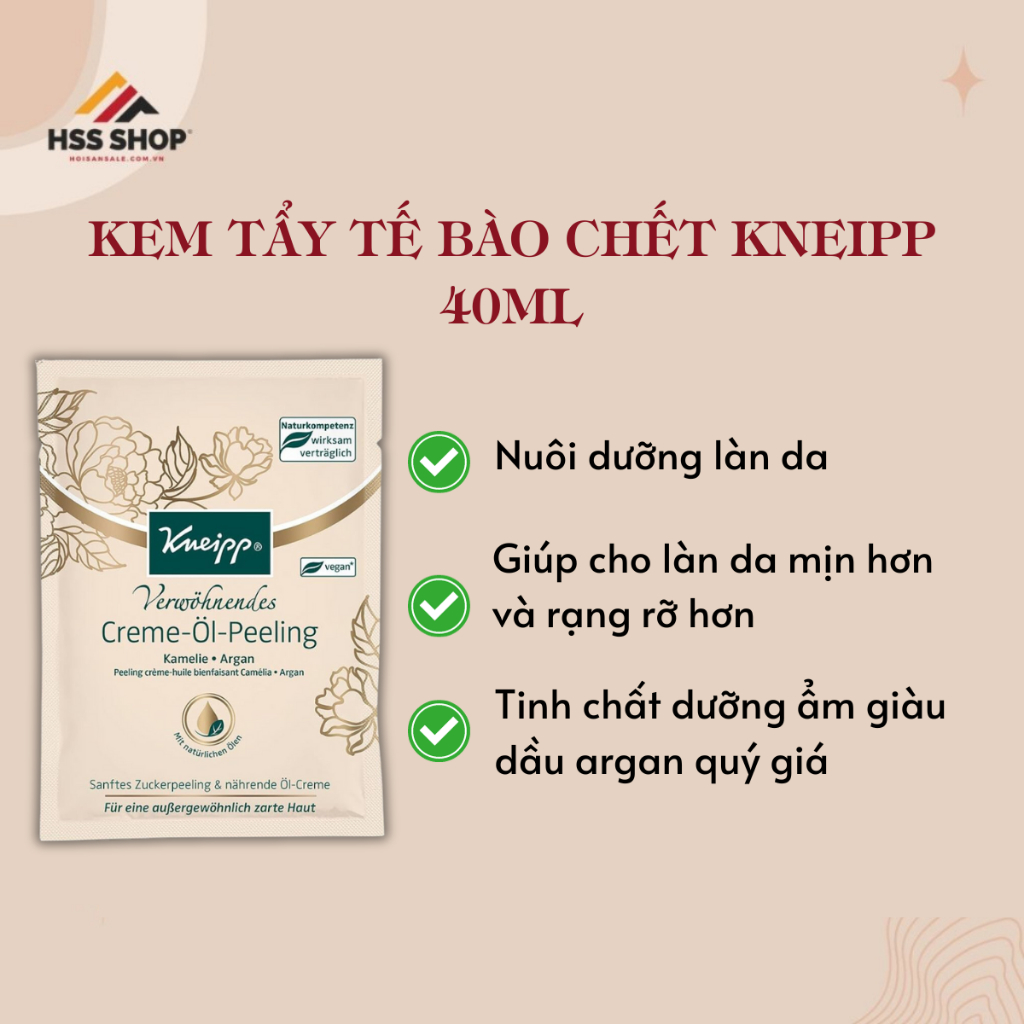 Kem tẩy da chết Kneipp Verwöhnendes Creme öl peeling 40ml - Hàng nhập Đức cao cấp - Kneipp