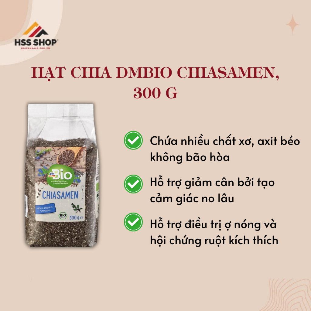 Hạt Chia dmBio Chiasamen, 300 g - Hàng Đức