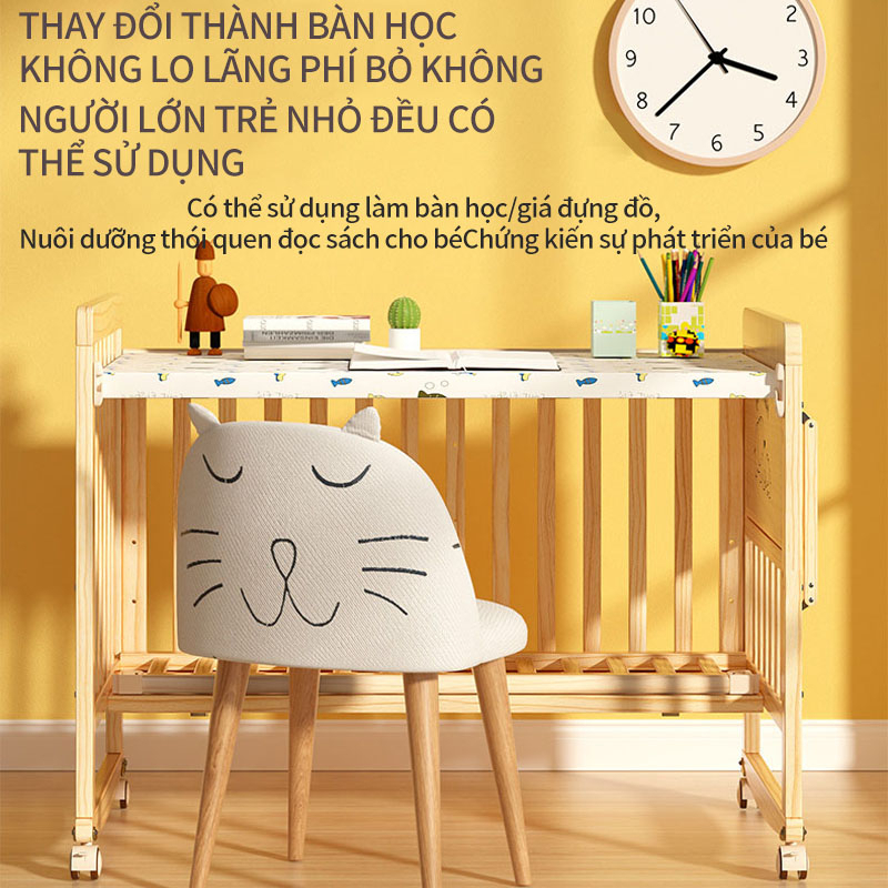 Giường cho trẻ sơ sinh - Nôi ngủ có lan can bảo vệ - Cũi gỗ trẻ sơ sinh giường 2 tầng đa năng gỗ thông