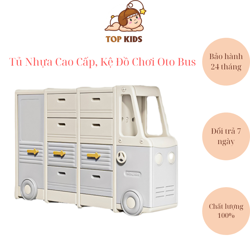 Tủ đựng đồ cao cấp TOPKIDS chất liệu an toàn, nhiều tầng hình ô tô cho bé .TK48