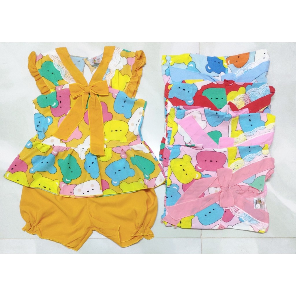 Bộ Lụa Cánh Tiên Nơ Bé (giao màu ngẫu nhiên) (14-18kg)