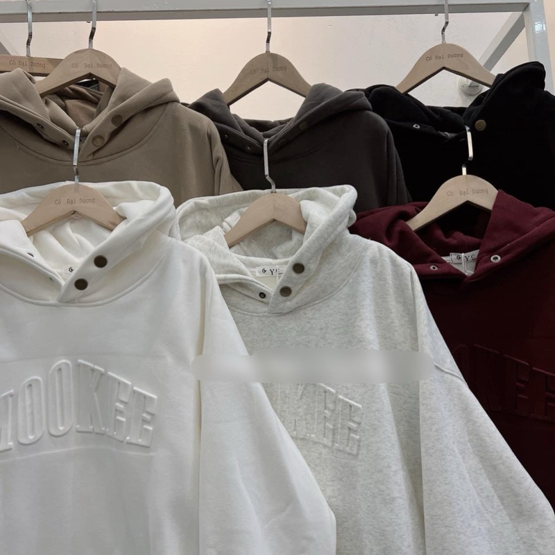 Hoodie lót nhung cúc bấm