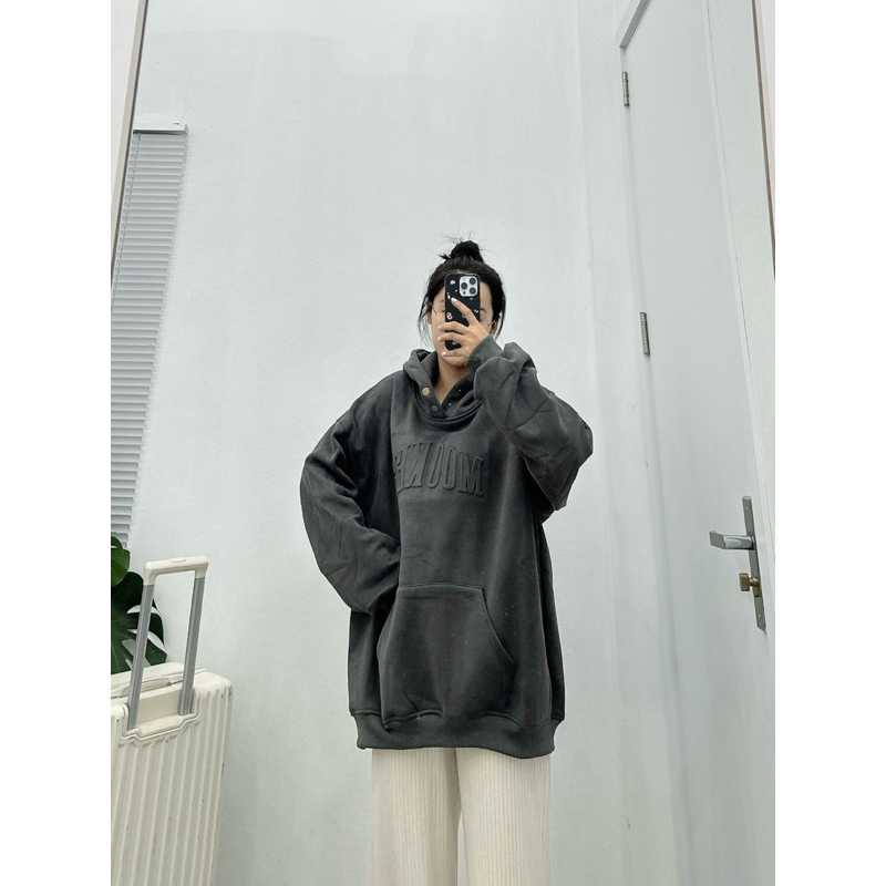 Hoodie lót nhung cúc bấm