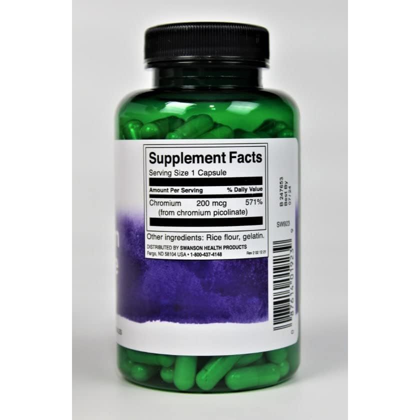 Swanson Chromium Picolinate 200mcg - Viên uống hỗ trợ tim mạch, cân bằng đường huyết và giảm cân 200 viên