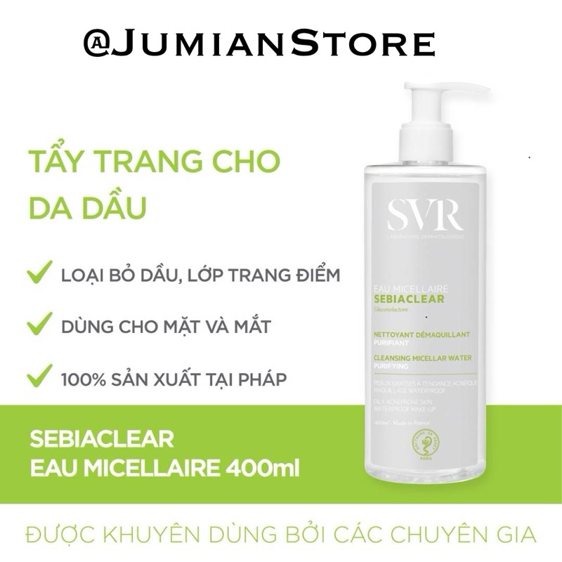 Nước Tẩy Trang Dành Cho Da Dầu, Mụn SVR Sebiaclear 400ml