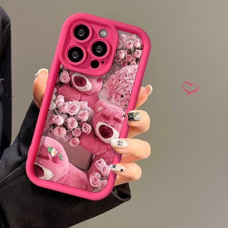 Ốp lưng iphone camera viền cao gấu Hoa 6/6s/6plus/7/8/plus/x/xs/11/12/13/14/15/pro/max/plus/promax - Awifi Case Y5-19