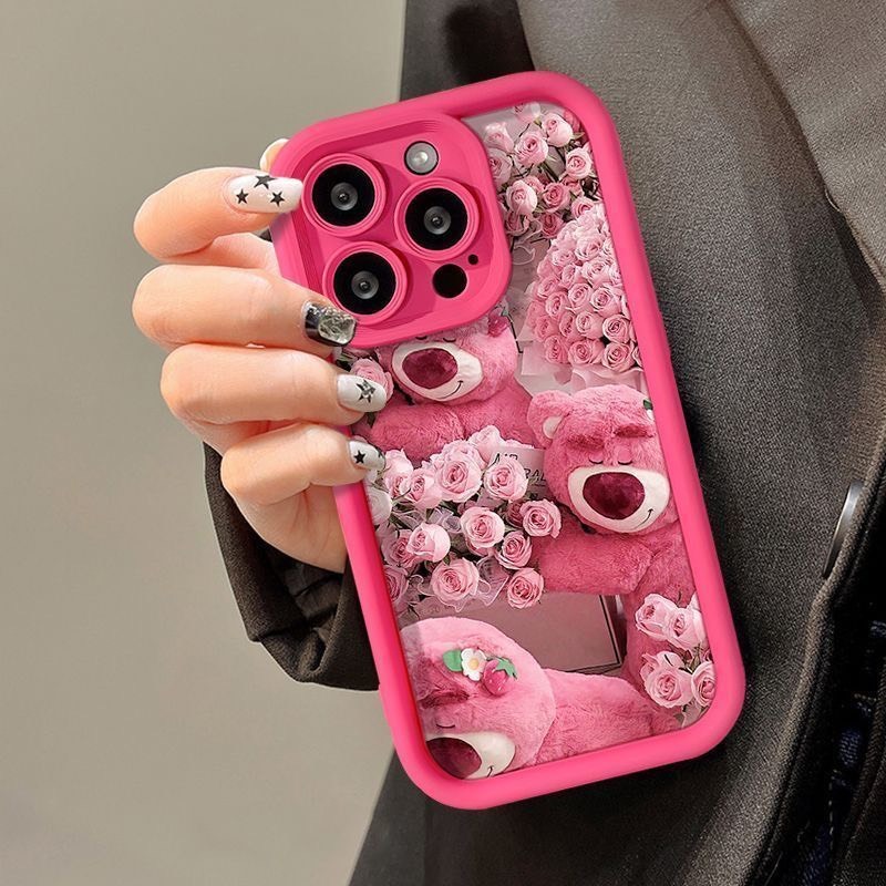 Ốp lưng iphone camera viền cao gấu Hoa 6/6s/6plus/7/8/plus/x/xs/11/12/13/14/15/pro/max/plus/promax - Awifi Case Y5-19