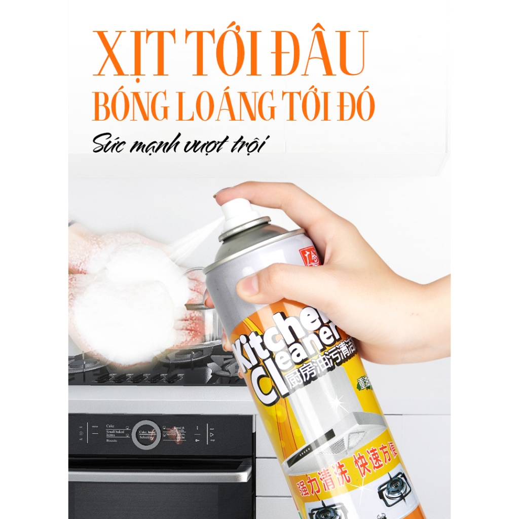 Bình xịt tẩy dầu mỡ nhà bếp rửa vệ sinh máy hút mùi chai nước lau bếp ga Kitchen Cleaner 500ml khử mùi diệt khuẩn