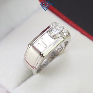  Nhẫn nam đính kim cương Moissanite 5.0mm xi bạch kim kiểm định GRA phong cách lịch lãm NNAM0067 - Trang Sức TNJ 