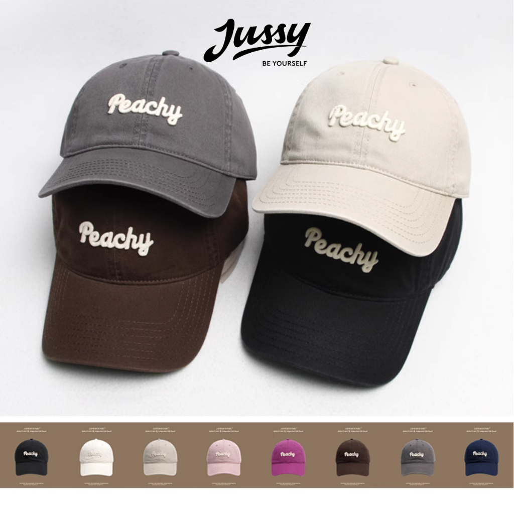 Mũ Lưỡi Trai Nam Nữ PEACHY Jussy Official Chất Vải Kaki Dày Nhiều Màu Hot Trend Form Mềm Có Khóa Thu To Nhỏ