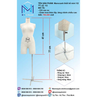 Manocanh thiết kế mini size 1/2 - tách đùi ( tặng kèm rập đầm cơ bản tỷ lệ 1/2)