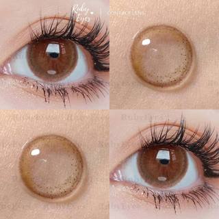 Kính Áp Tròng RUBYEYES (Nâu nhũ lấp lánh E41-A cận 0 độ ) Silicone Hydrogel Tặng Kèm Khay Gương Dụng Cụ