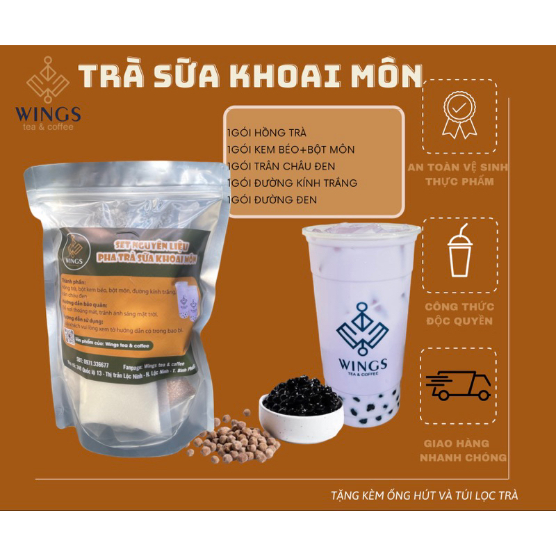 SET TRÀ SỮA KHOAI MÔN WINGS TỰ PHA - THƠM NGON ĐẬM VỊ - SET 6-8 LY