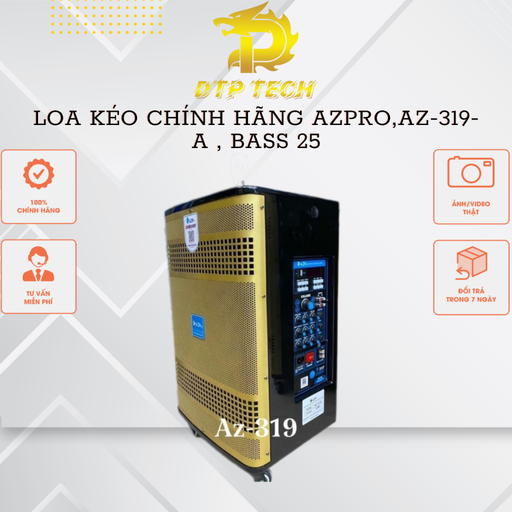 Loa kéo chính hãng AZPRO,AZ-319-A , Bass 25-3 đường tiếng, mẫu mới cao cấp mạch Reverb