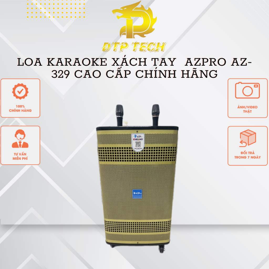 Loa kéo Bluetooth chính hãng AZPRO,AZ-329-A,Bass 30, 3 đường tiếng mẫu mới cao cấp, Mạch REVERB