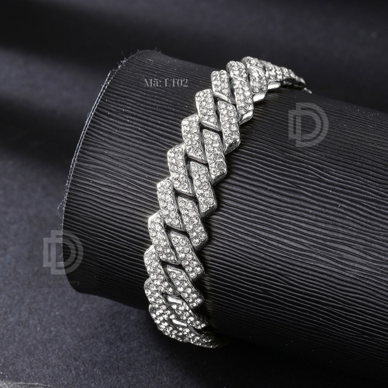 Trang sức Lắc Tay D&D Cuban Titan 14mm 2023 không đen hợp thời trang, phong cách Hip-Hop châu Mỹ đính đã CZ nhân tạo